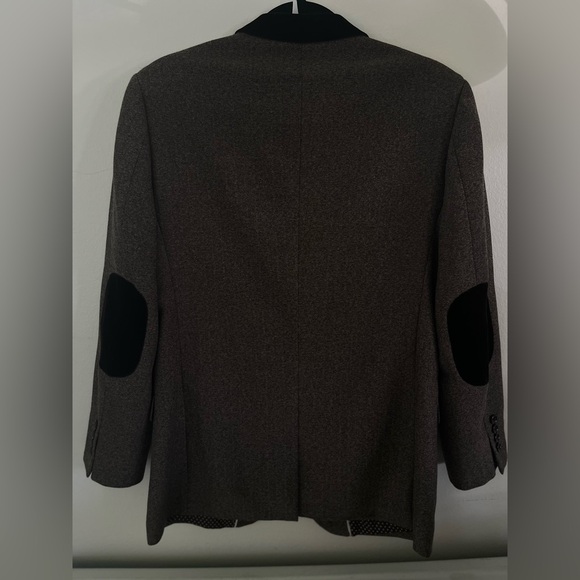 Marc Darcy London Brown Blazer Herringbone Tweed Sportscoat Jacket Velvet Patch - Picture 6 of 9